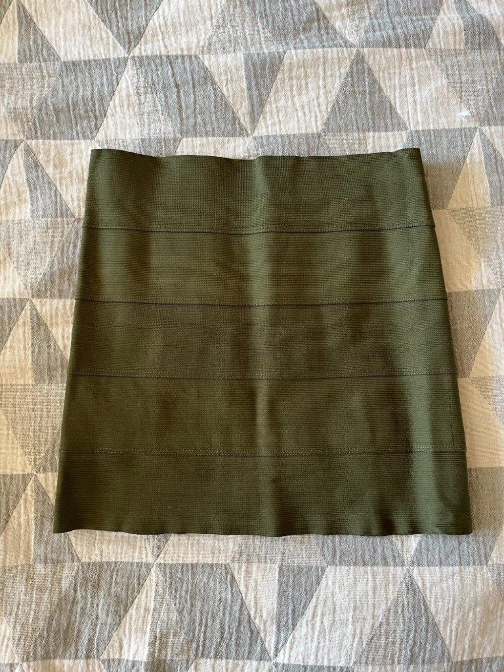 Pleasure Doing Business Bodycon Bandage Y2k Mini Skirt in Olive Green / Size Sm